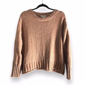 Cynthia Rowley Size Large Sweater Blush Chenille Soft Cottagecore Mock Neck Cozy